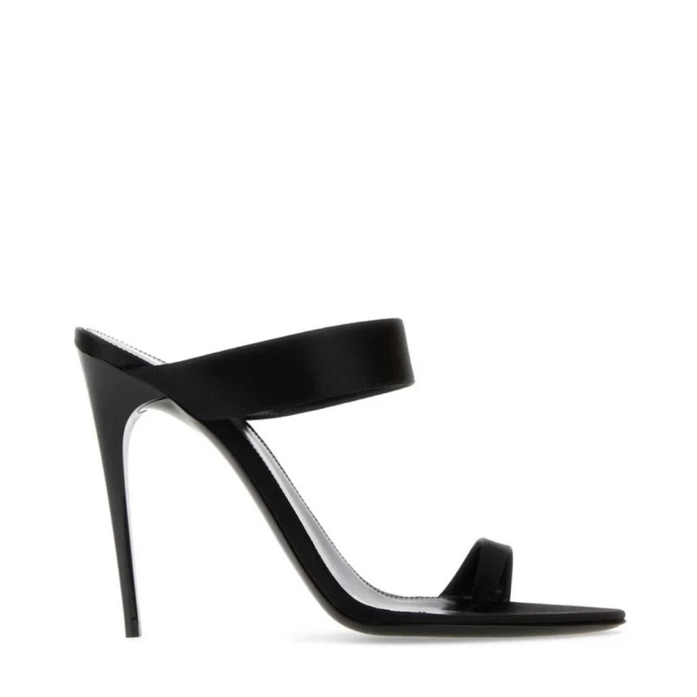 Saint Laurent Black Satin Martha Mule